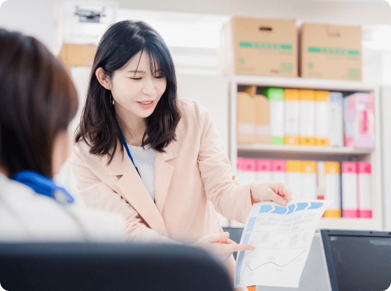 フローチャートで説明する女性社員